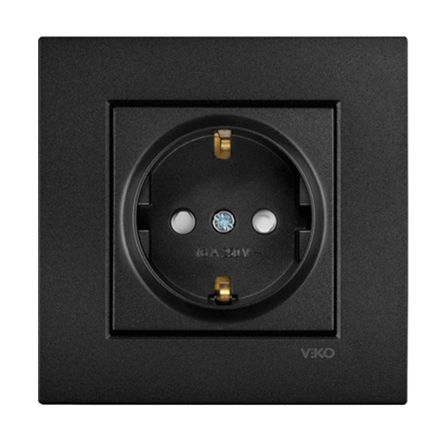 VIKO - Viko Novella Siyah Topraklı Priz Çocuk Korumalı - Çerçevesiz
