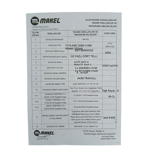 Makel X5 Kombi Elektrik Sayacı (Endüstriyel Sayaç)
